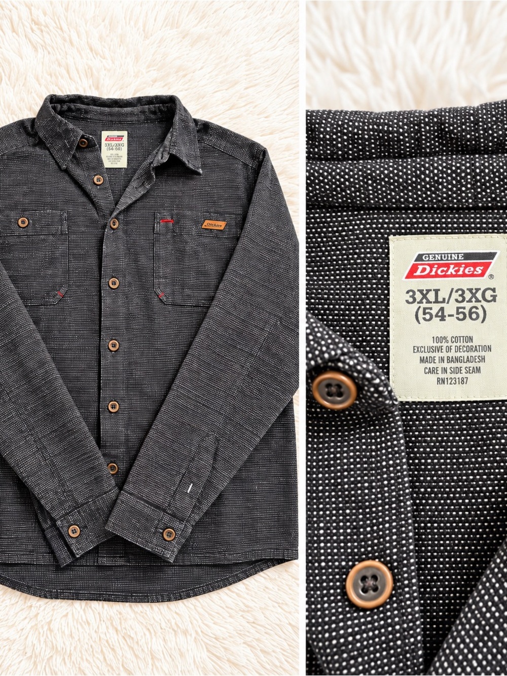 Dickies Men's Black Dotted Button-Up Shirt